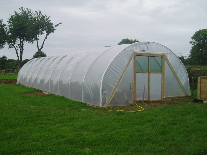 New polytunnel at Eco-Gites of Lenault, Normandy, France