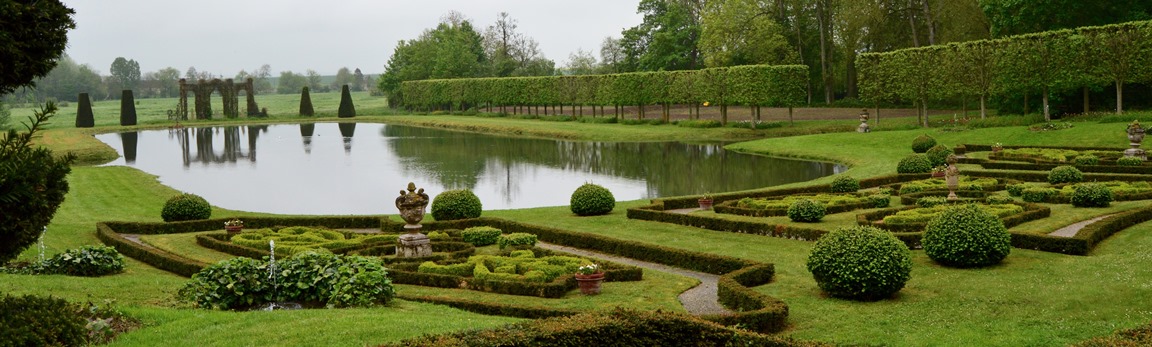 Formal garden at the Château de Vendeuvre, Calvados, Normandy