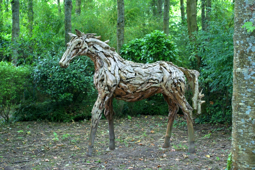 Wooden Horse statue at the Château de Vendeuvre, Normandy, France