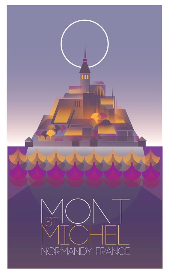Vintage poster of Mont St Michel, Normandy