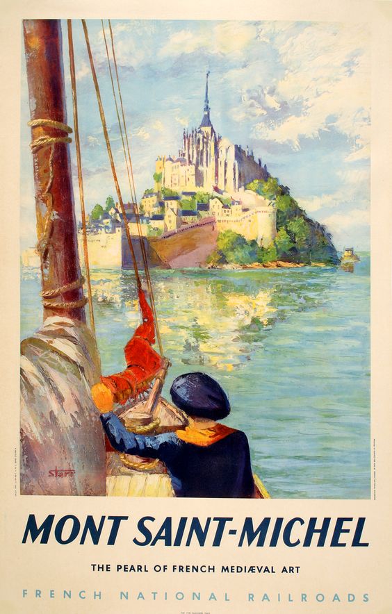 Vintage poster of Mont St Michel