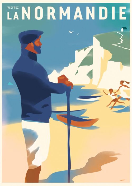 Vintage poster of Normandy coastline